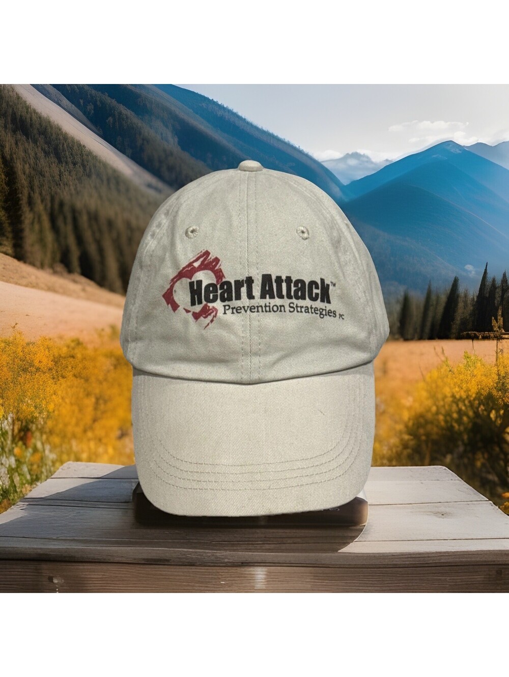 Heart Attack Prevention Strategies CPR PC Heart Care One Tan Baseball Cap